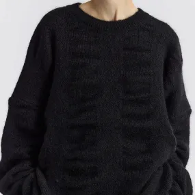 Black Crane Black Oversized Waterfall Mohair Blend Sweater