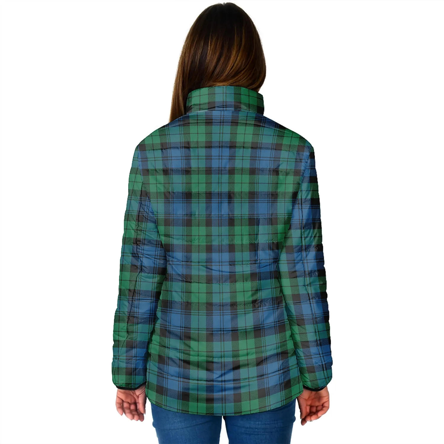 Black Watch Ancient Tartan Padded Jacket with Family Crest