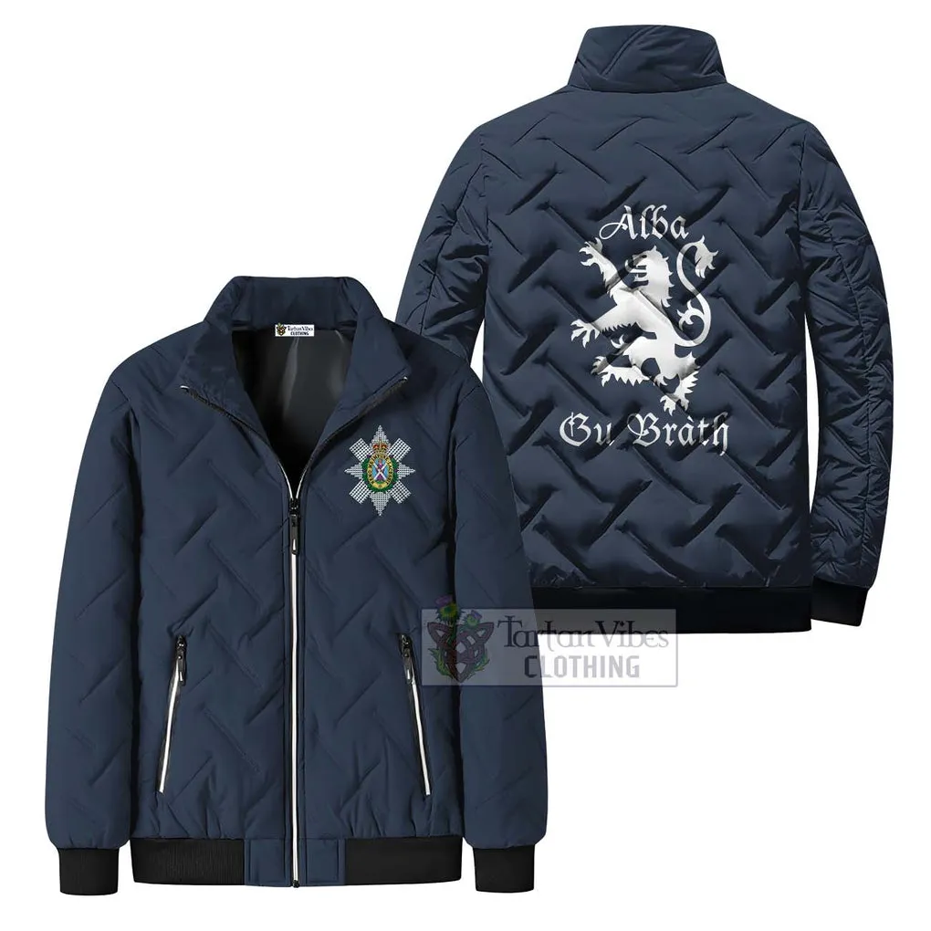 Black Watch Family Crest Padded Cotton Jacket Lion Rampant Alba Gu Brath Style