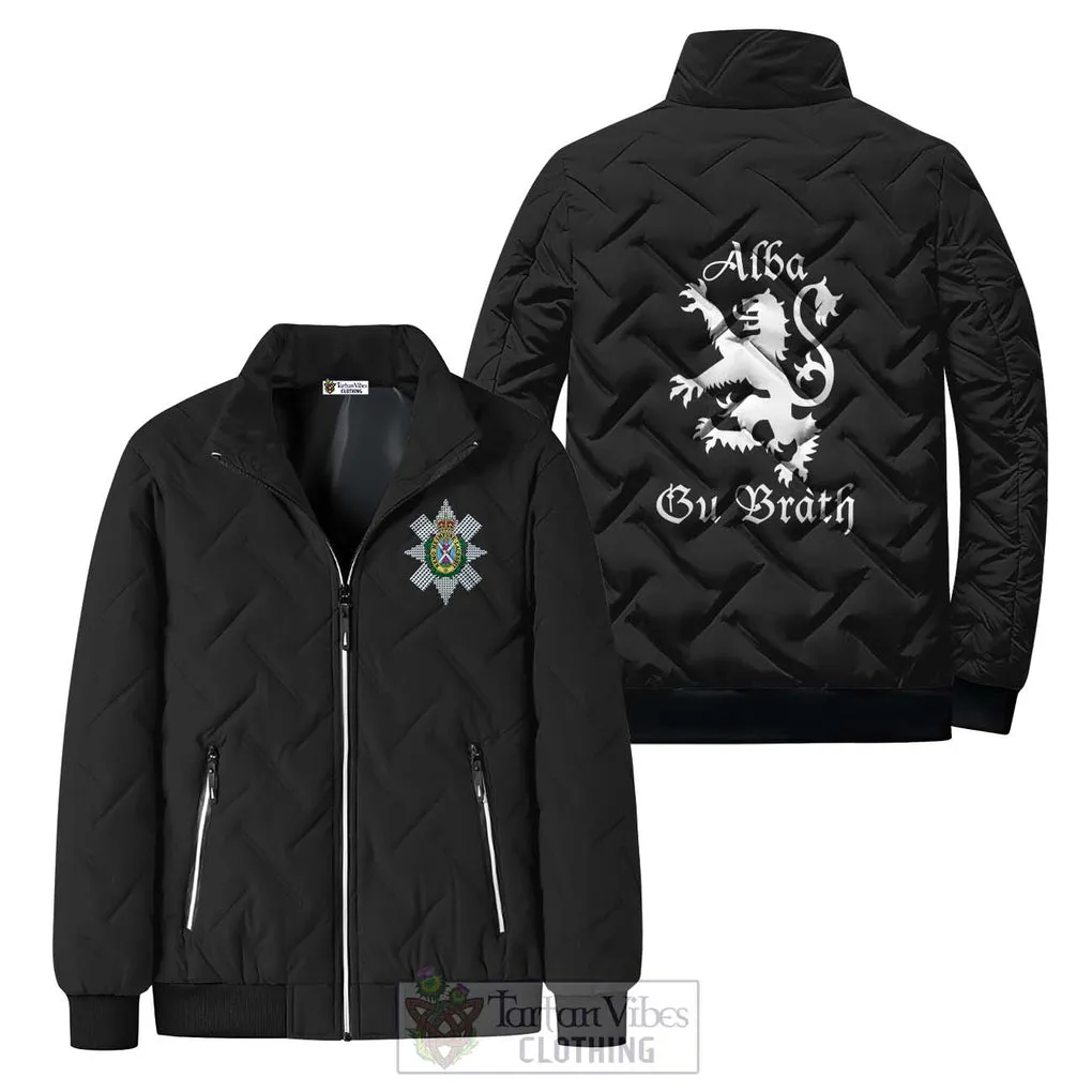 Black Watch Family Crest Padded Cotton Jacket Lion Rampant Alba Gu Brath Style