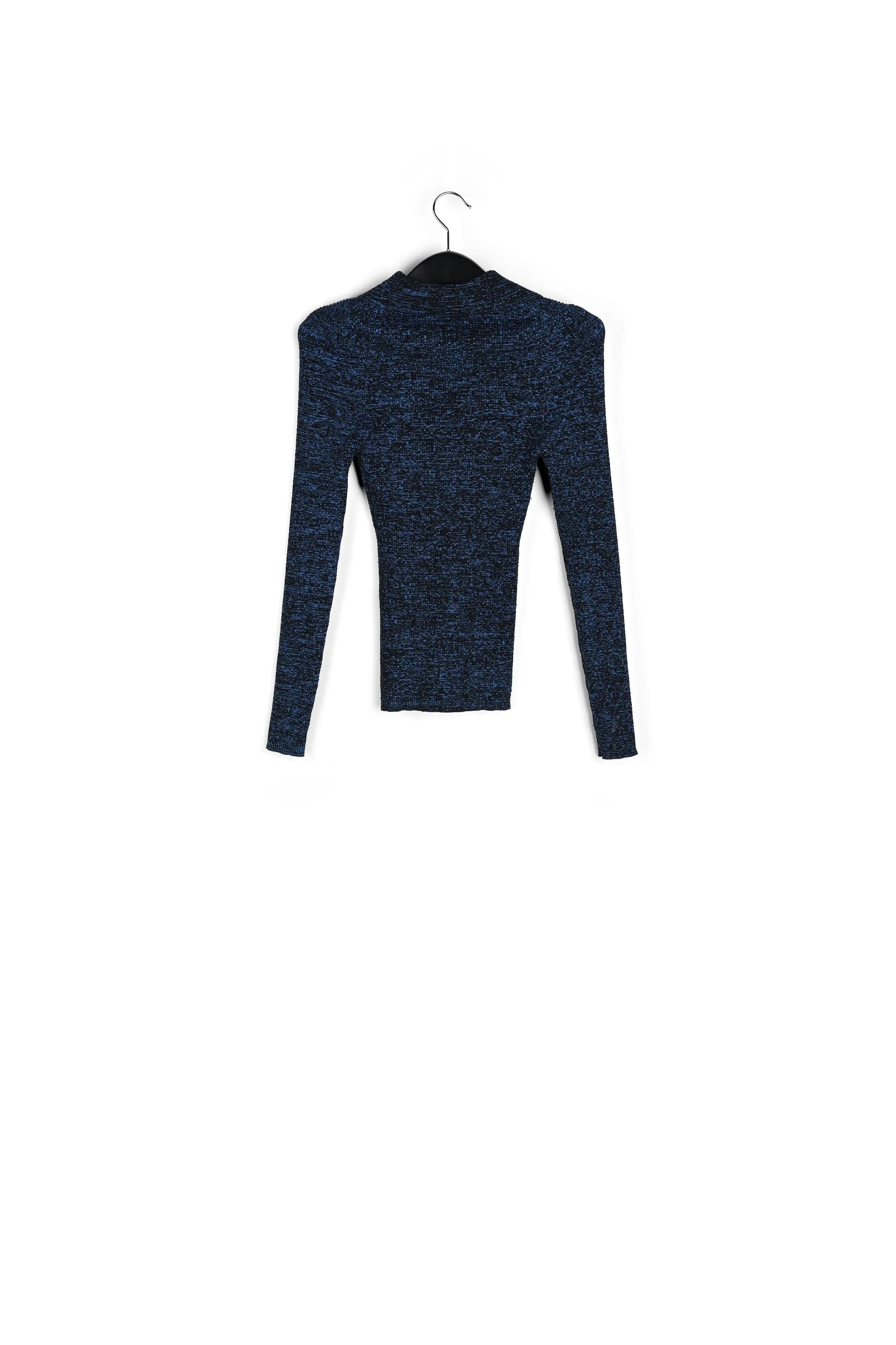 Blue and black mélange ribbed-knit sweater