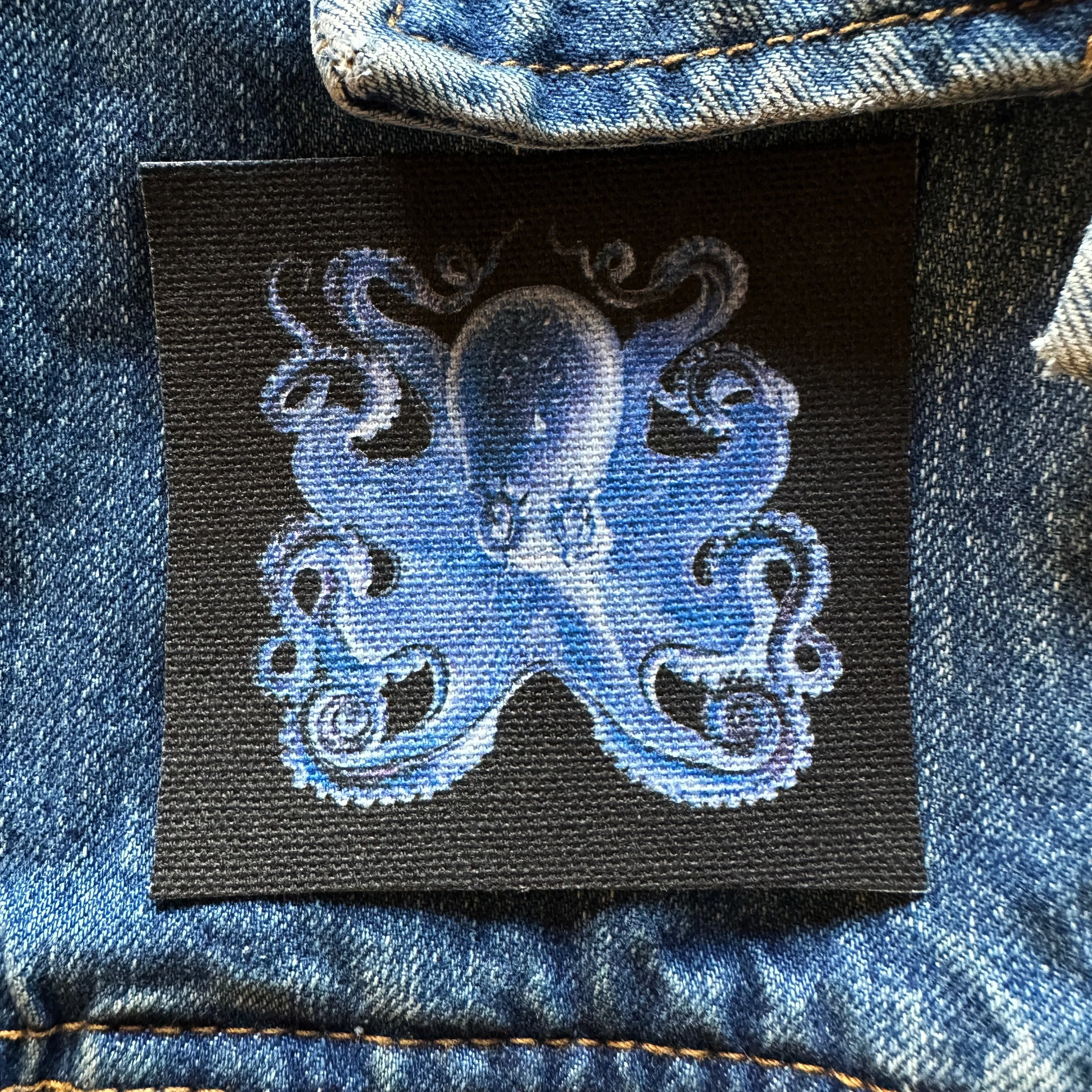 Blue Octopus Fabric Sew On Patch