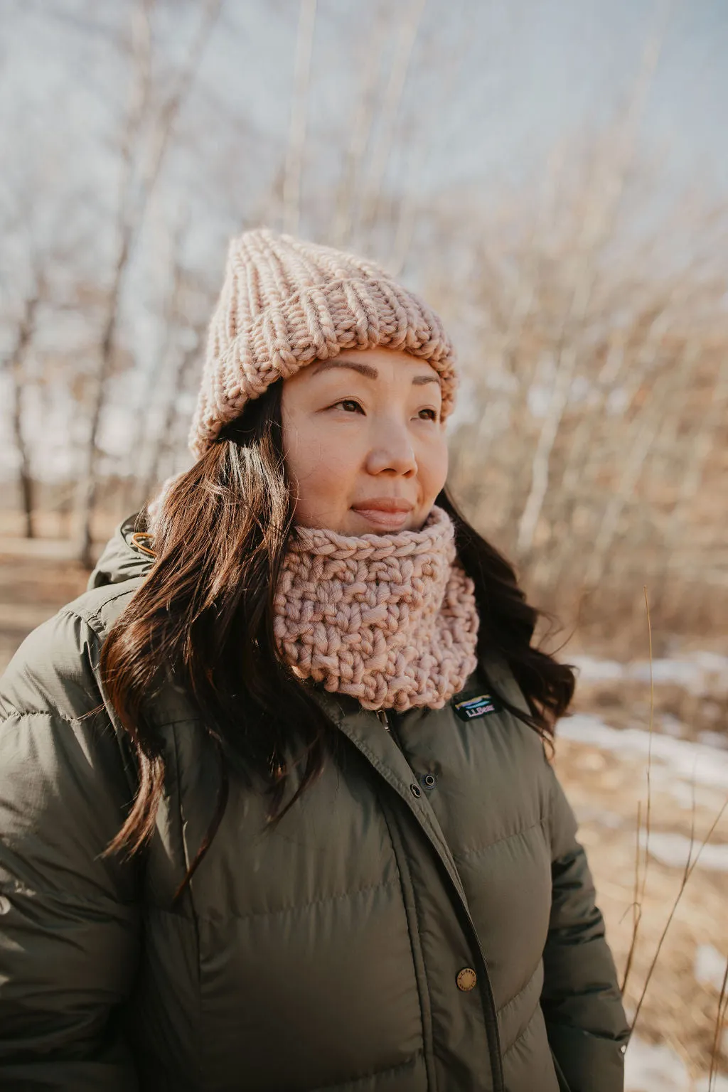 Blush Pink Peruvian Wool Hand Knit Cowl