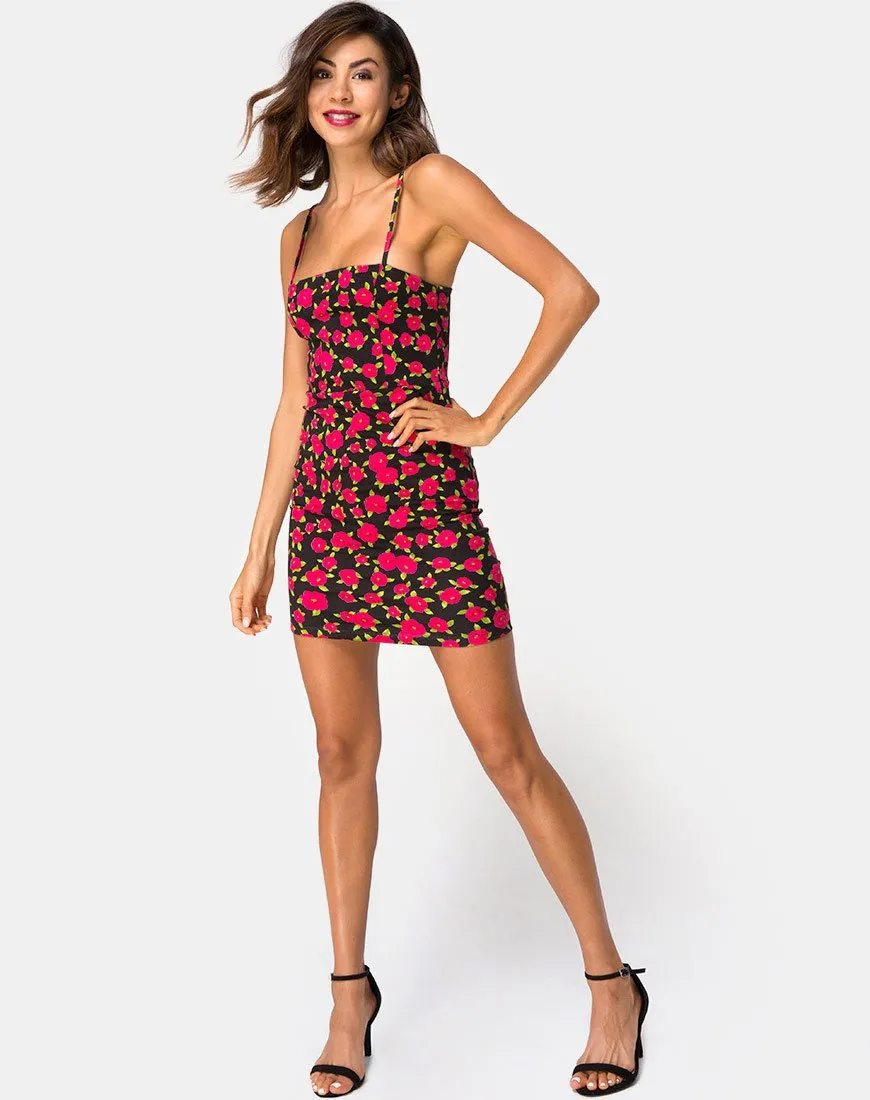 Boco Bodycon Dress in Red Bloom