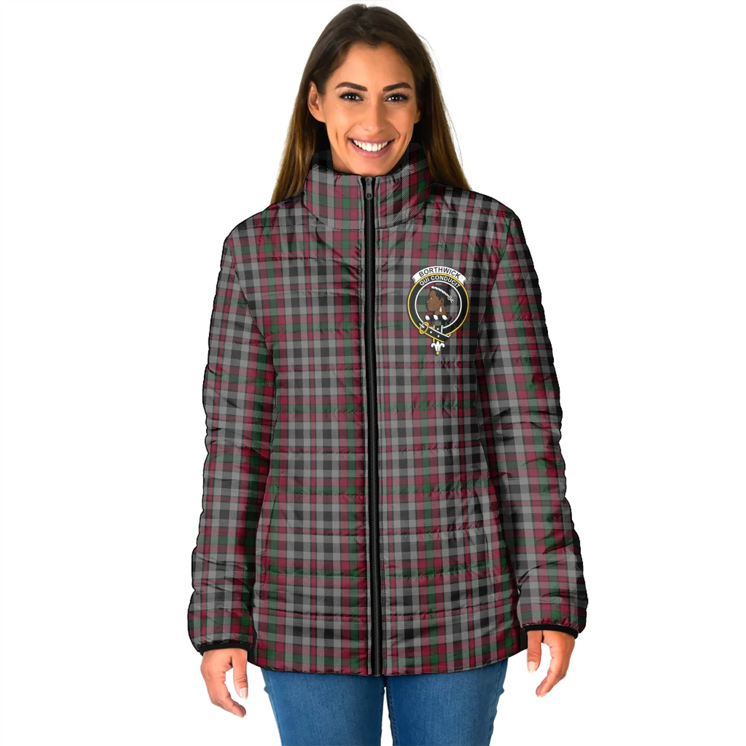 Borthwick Tartan Padded Jacket with Family Crest