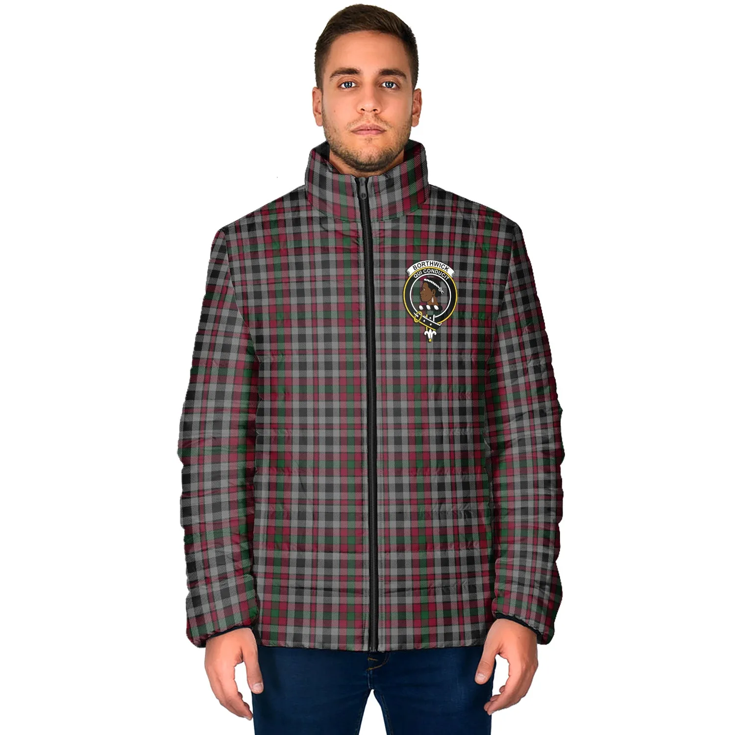 Borthwick Tartan Padded Jacket with Family Crest