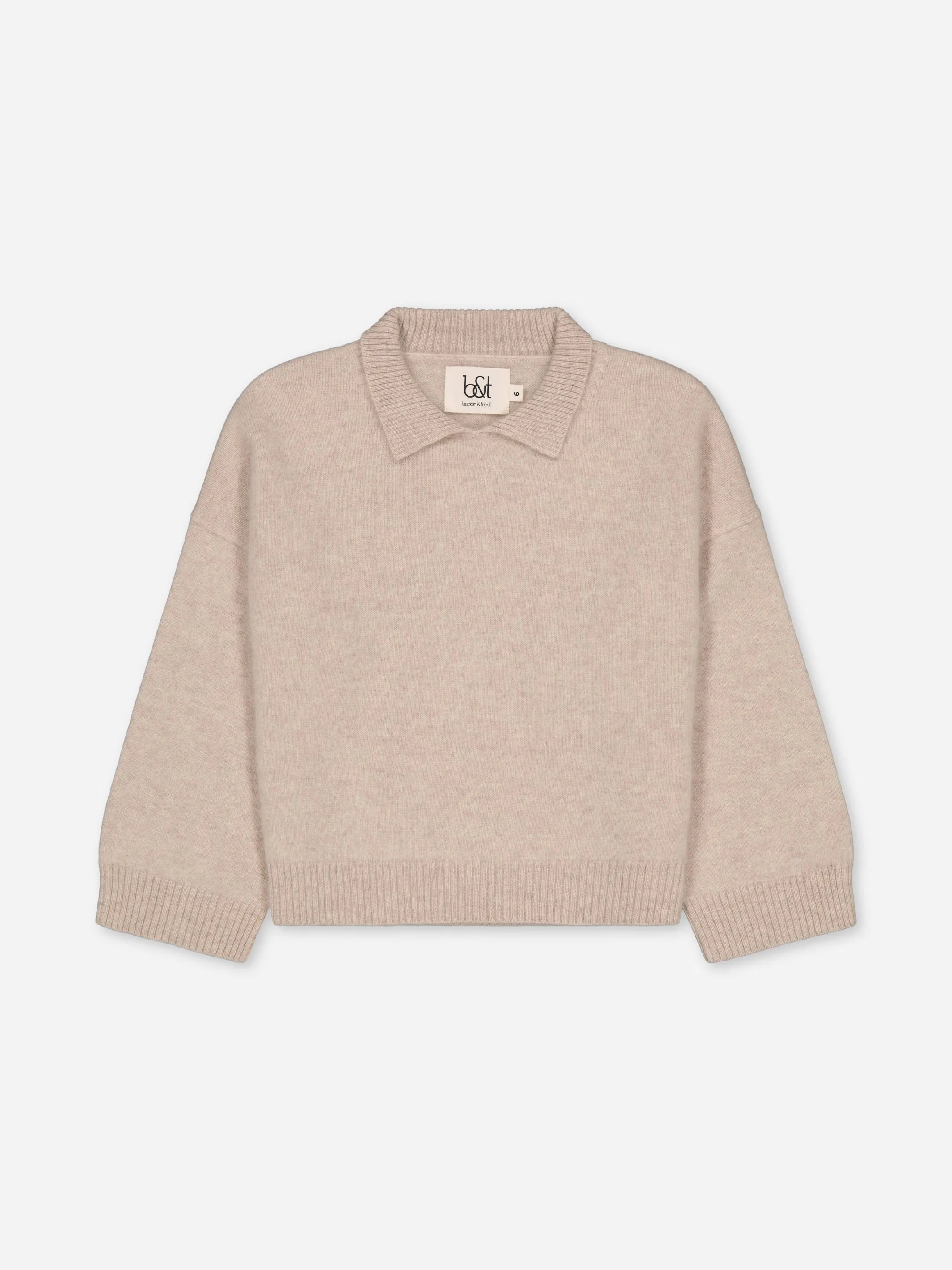 BOXY POLO SWEATER BEIGE