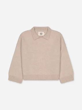 BOXY POLO SWEATER BEIGE