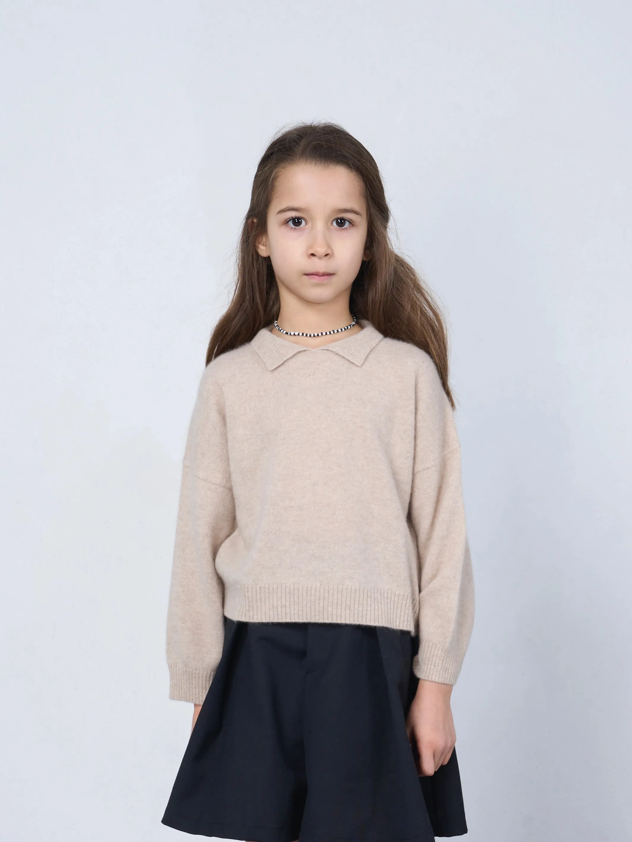 BOXY POLO SWEATER BEIGE