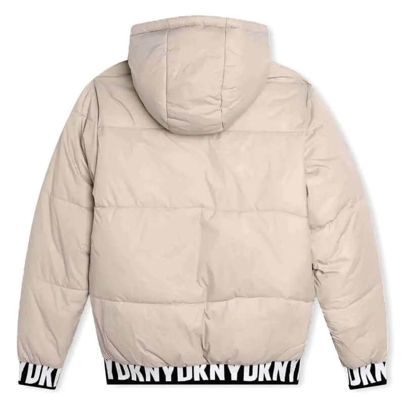 Boys Black & Beige Reversible Puffer Jacket