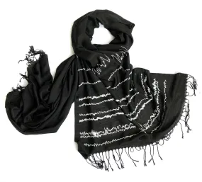 Brainwaves Print Scarf, EEG print linen-weave pashmina