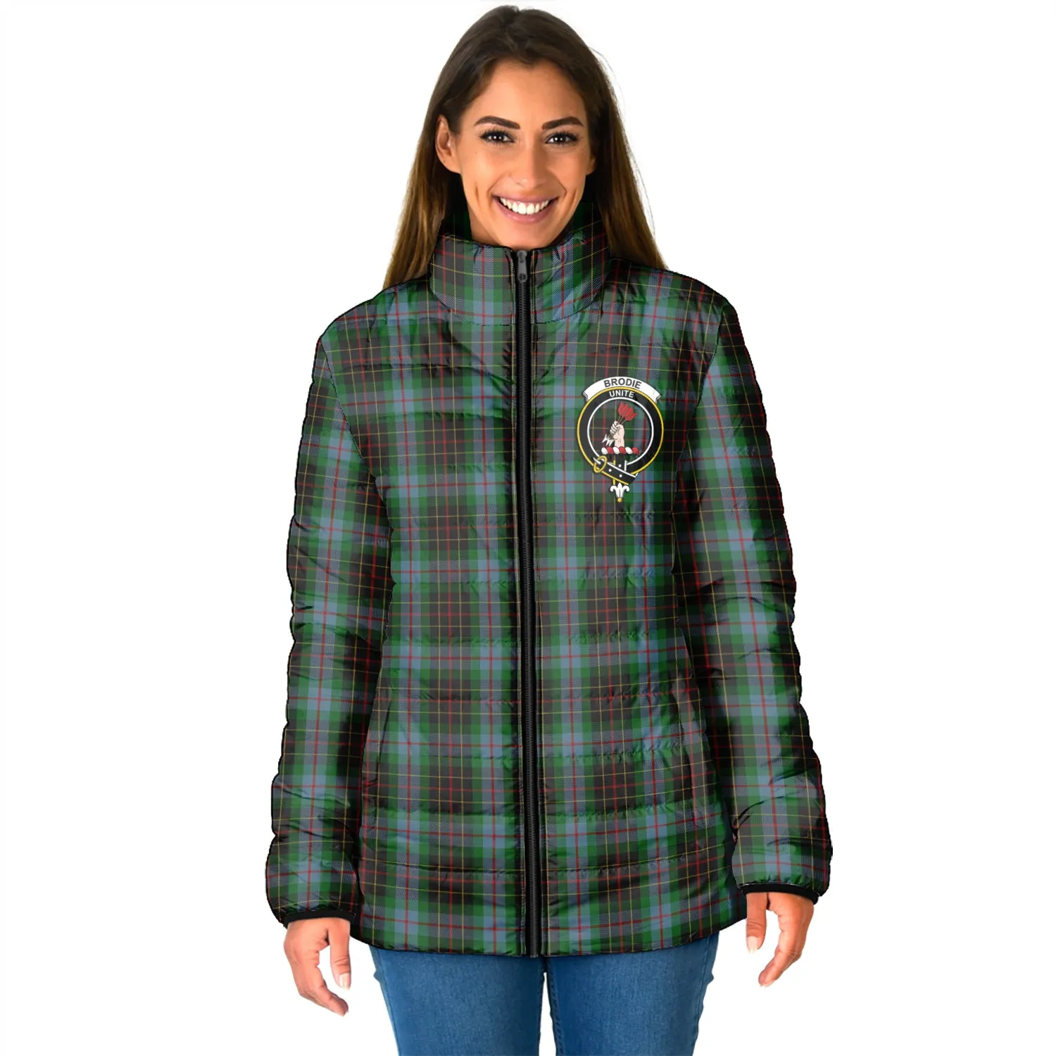 Brodie Hunting Tartan Padded Jacket with Family Crest