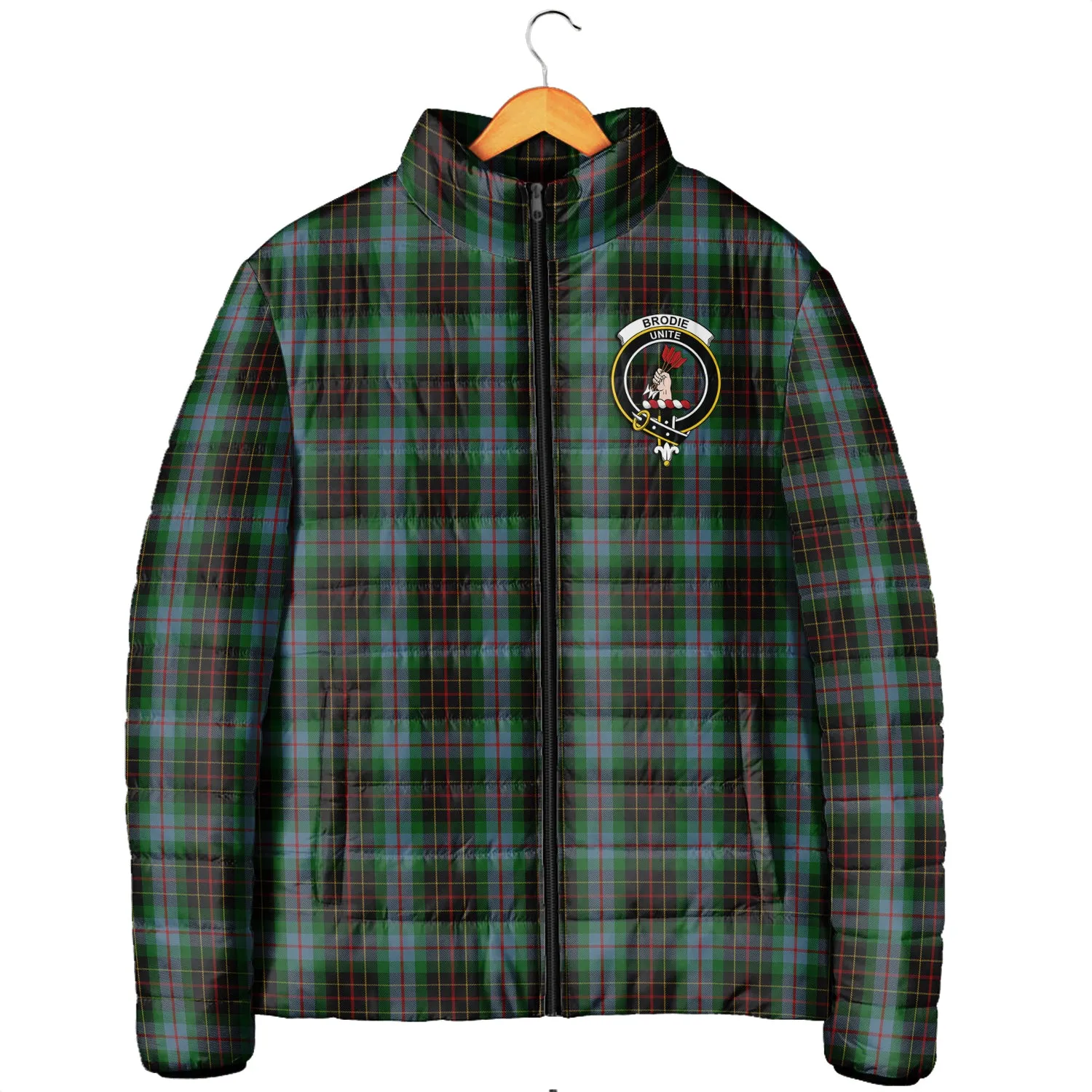 Brodie Hunting Tartan Padded Jacket with Family Crest