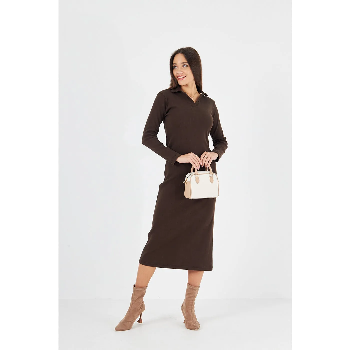 Brown Polo Bodycon Dress