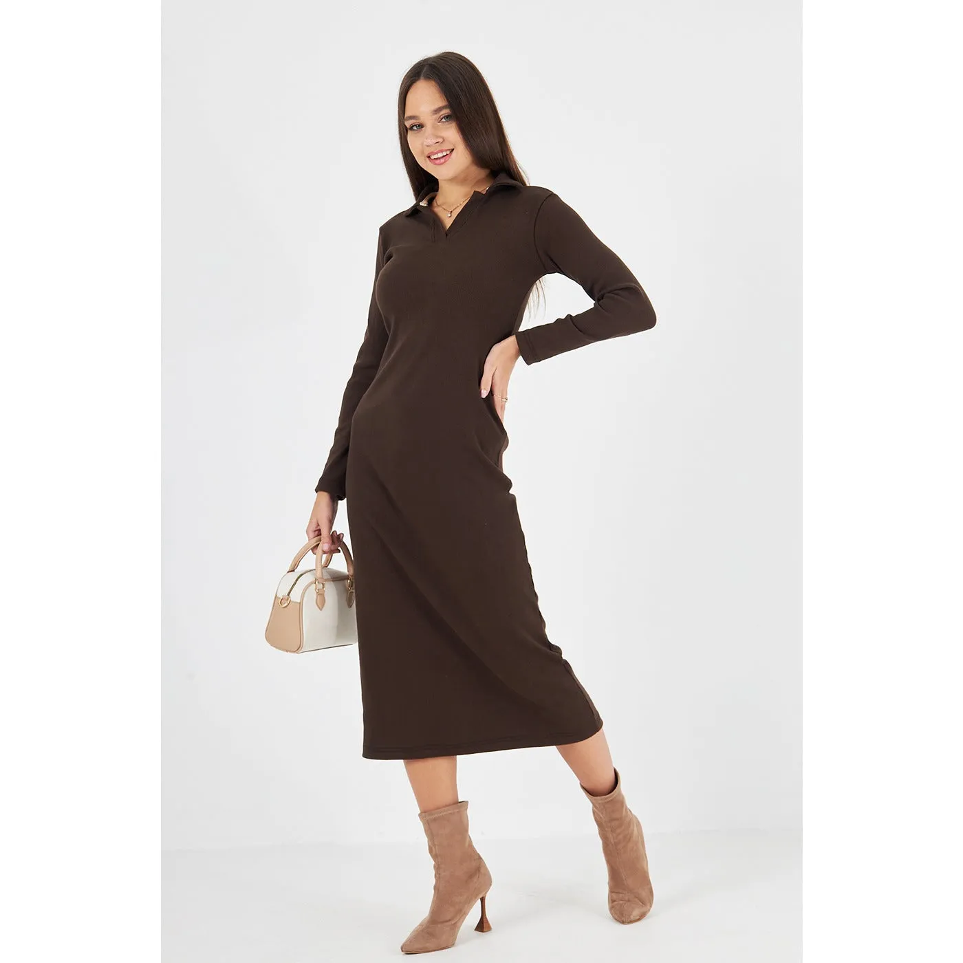 Brown Polo Bodycon Dress