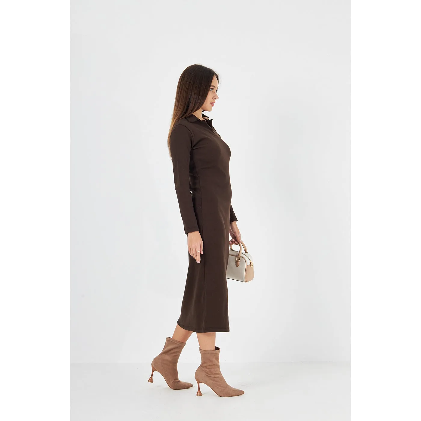 Brown Polo Bodycon Dress