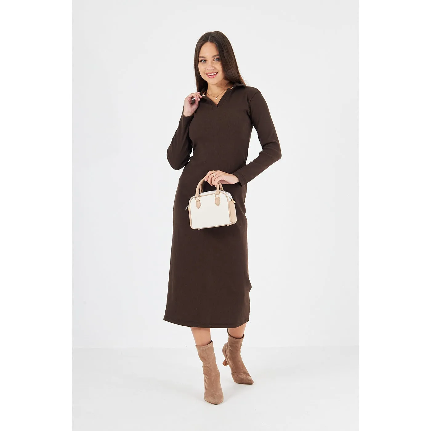 Brown Polo Bodycon Dress