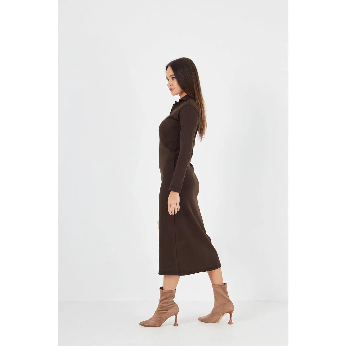 Brown Polo Bodycon Dress