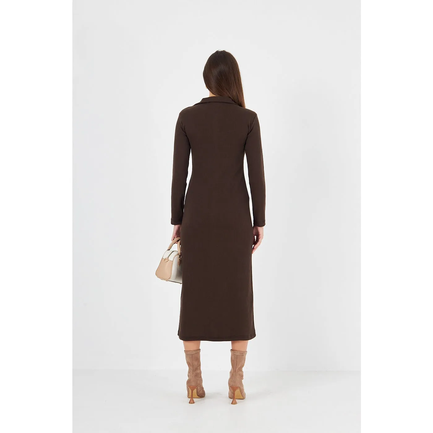 Brown Polo Bodycon Dress