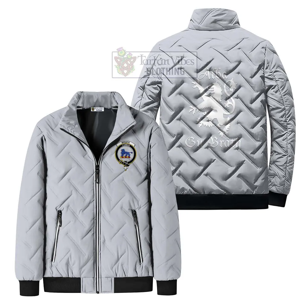 Bruce Family Crest Padded Cotton Jacket Lion Rampant Alba Gu Brath Style