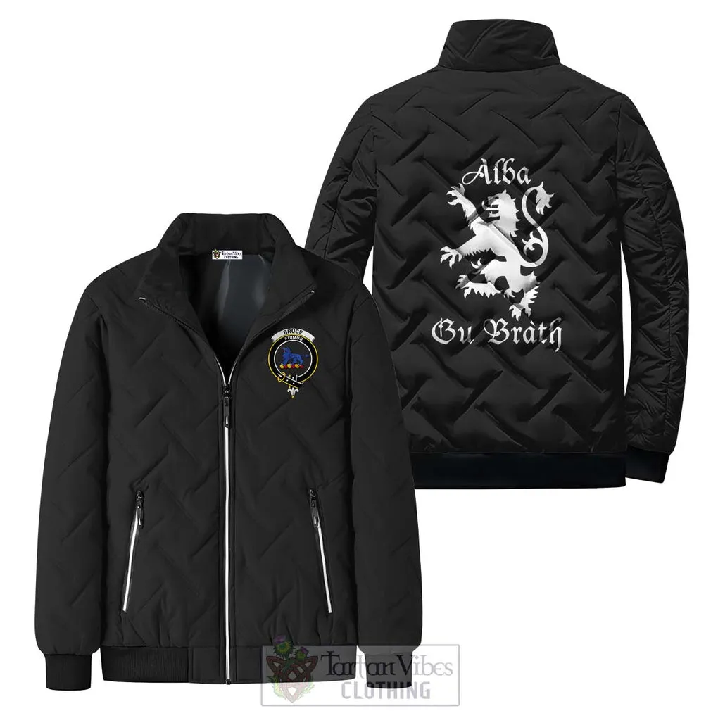 Bruce Family Crest Padded Cotton Jacket Lion Rampant Alba Gu Brath Style