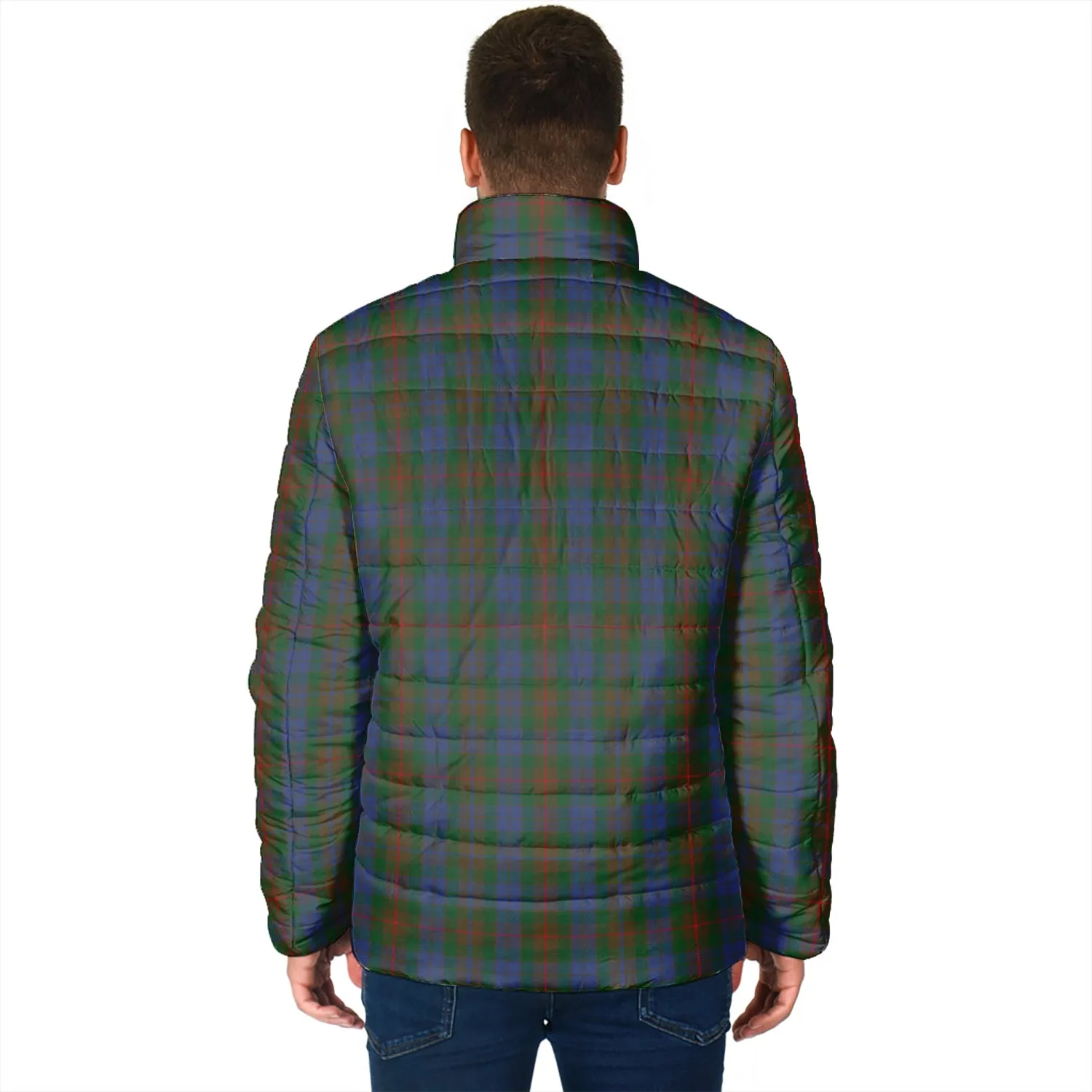 Buchanan Hunting Tartan Padded Jacket with Family Crest