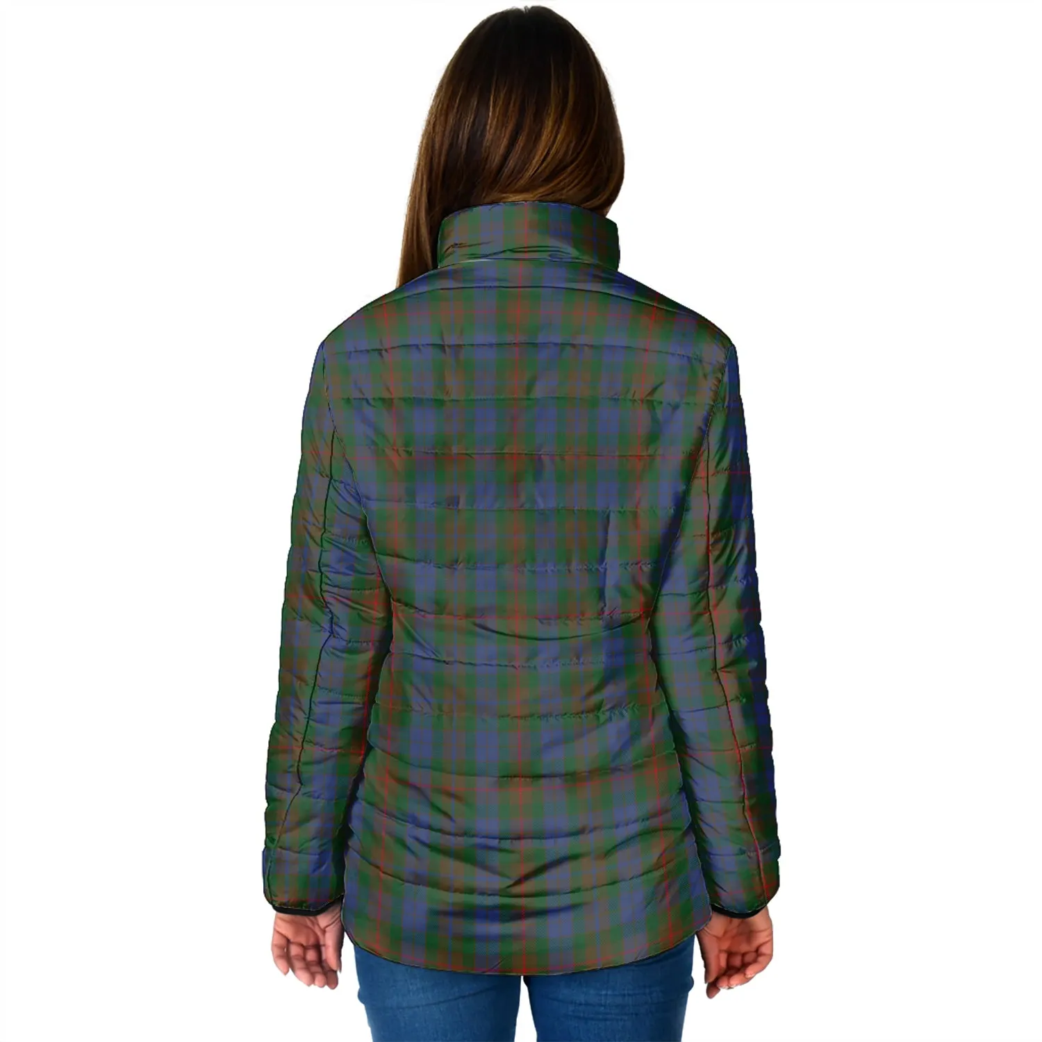 Buchanan Hunting Tartan Padded Jacket with Family Crest