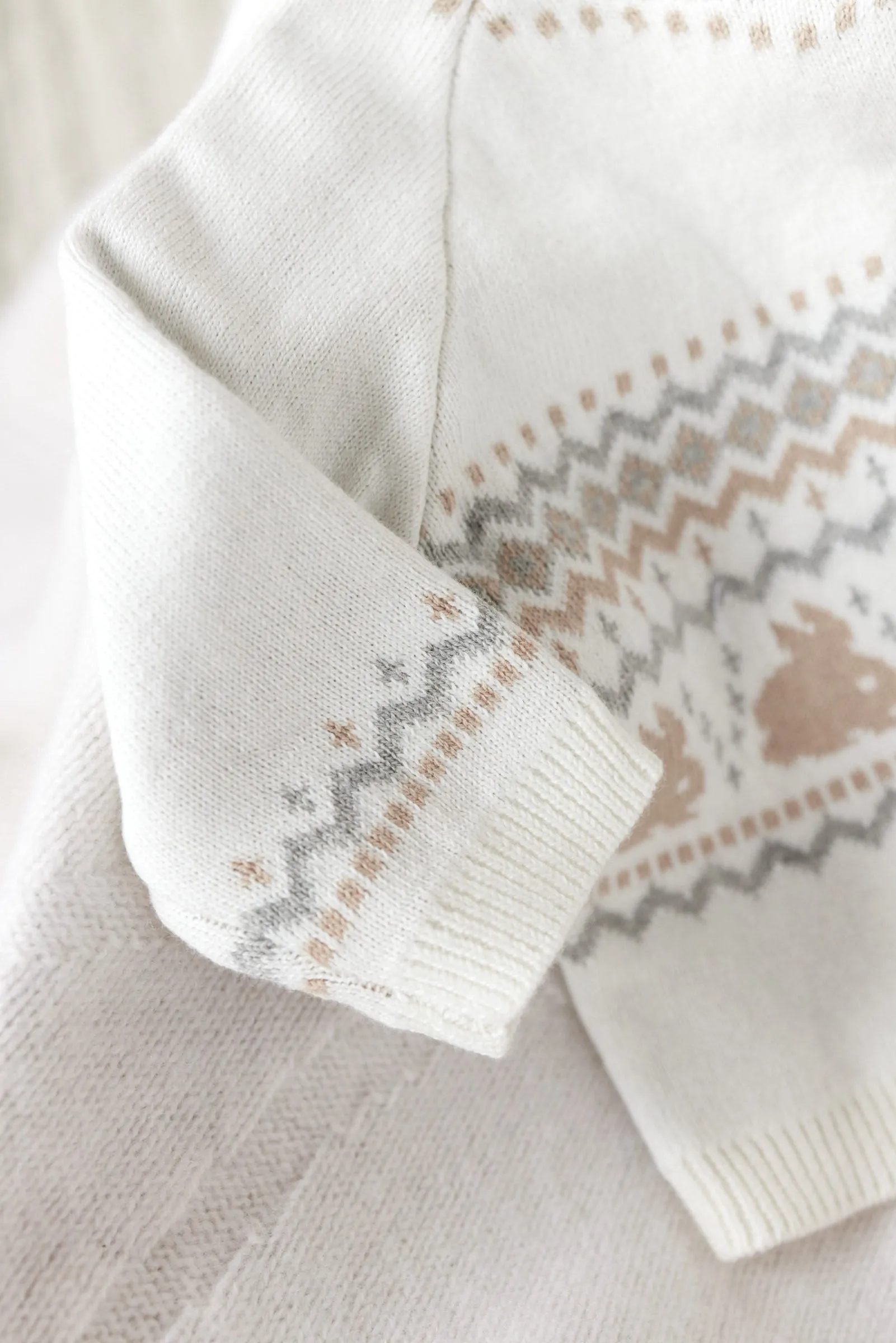 Cardigan - Ecru jacquard lapin