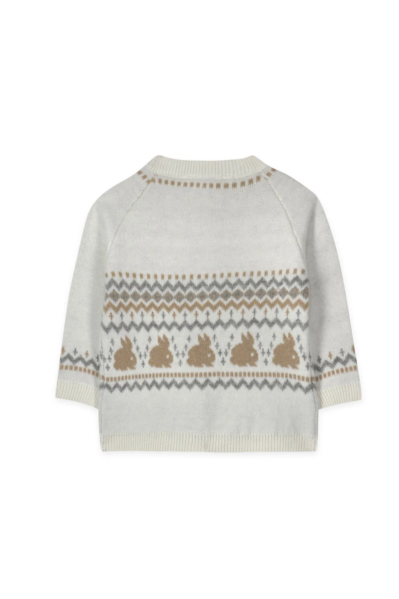 Cardigan - Ecru jacquard lapin