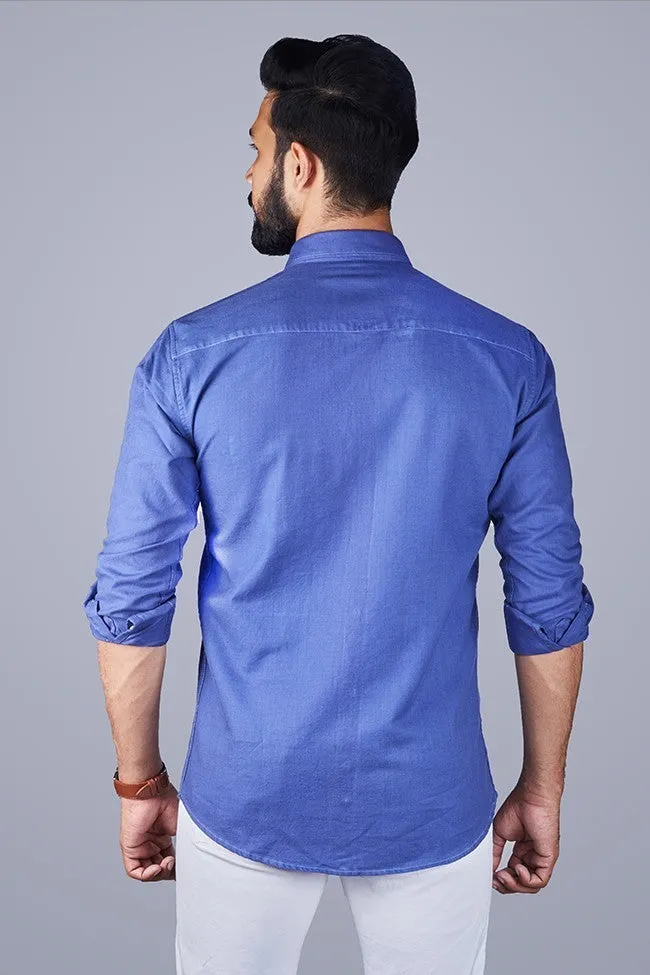 Casual Shirts for Men - Solid Cotton Casual Men Shirt Blue