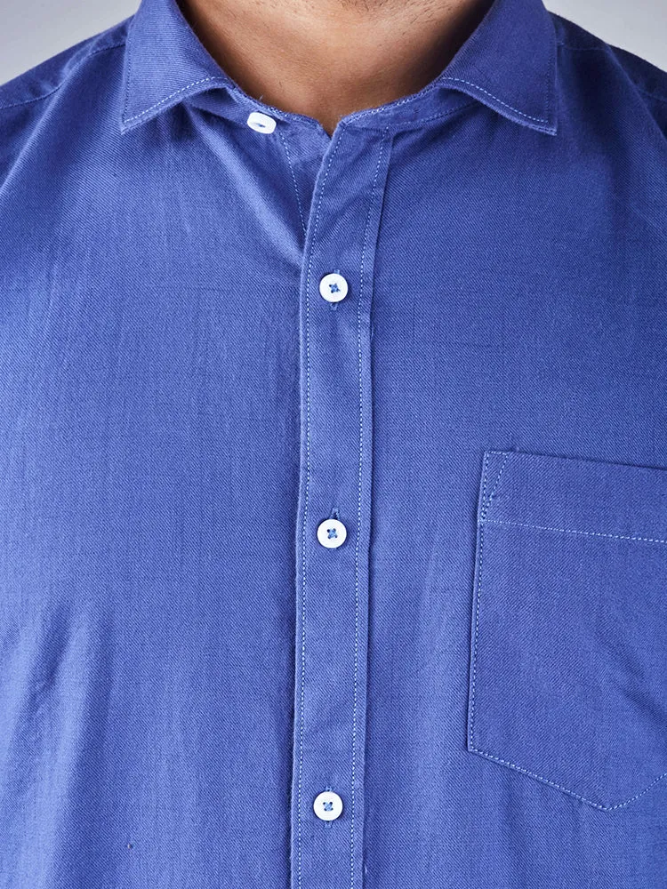 Casual Shirts for Men - Solid Cotton Casual Men Shirt Blue