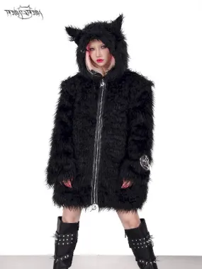 Cat Ear Demon Hooded Punk Fur Coat【s0000005702】