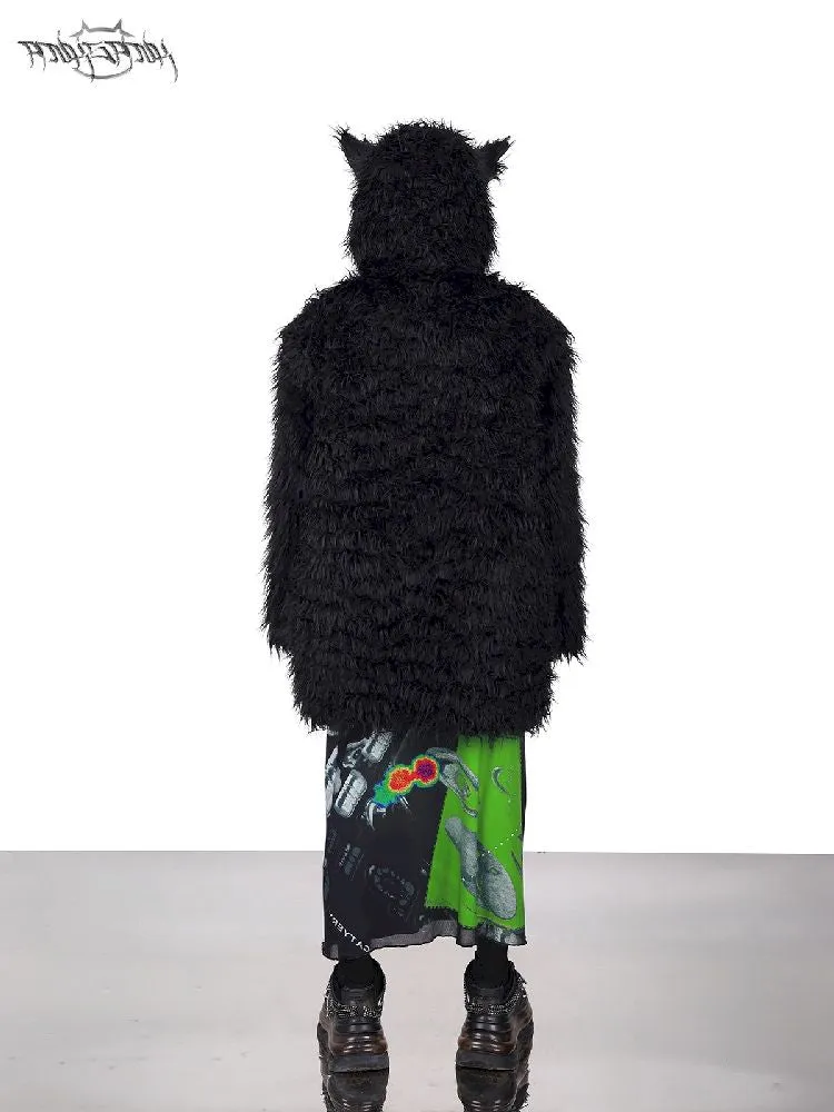 Cat Ear Demon Hooded Punk Fur Coat【s0000005702】