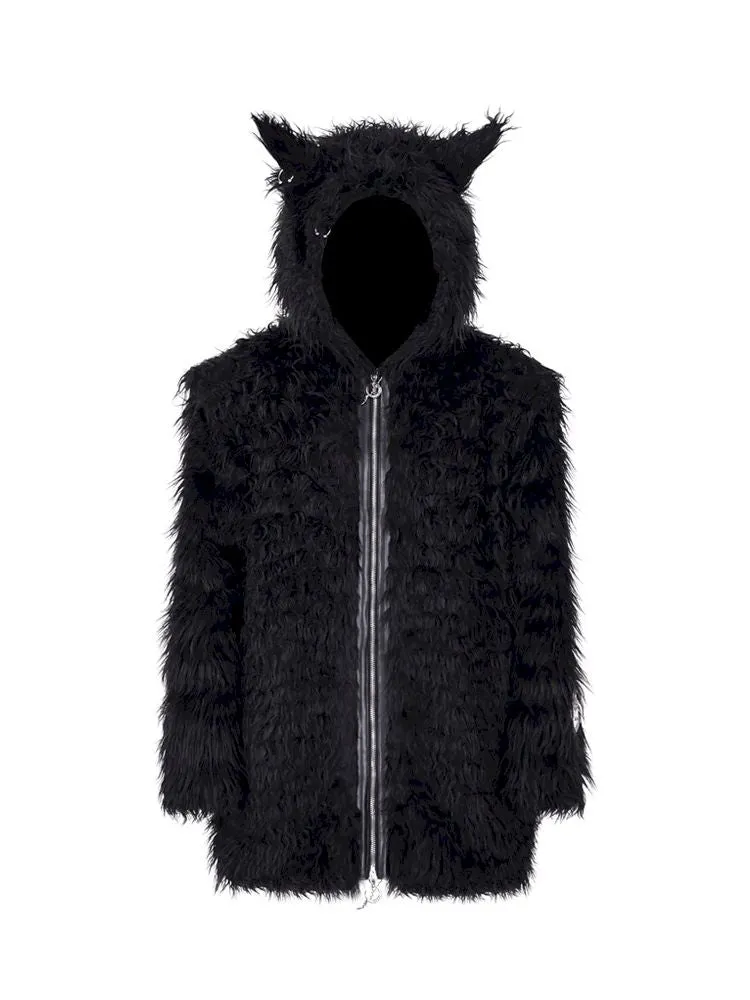 Cat Ear Demon Hooded Punk Fur Coat【s0000005702】