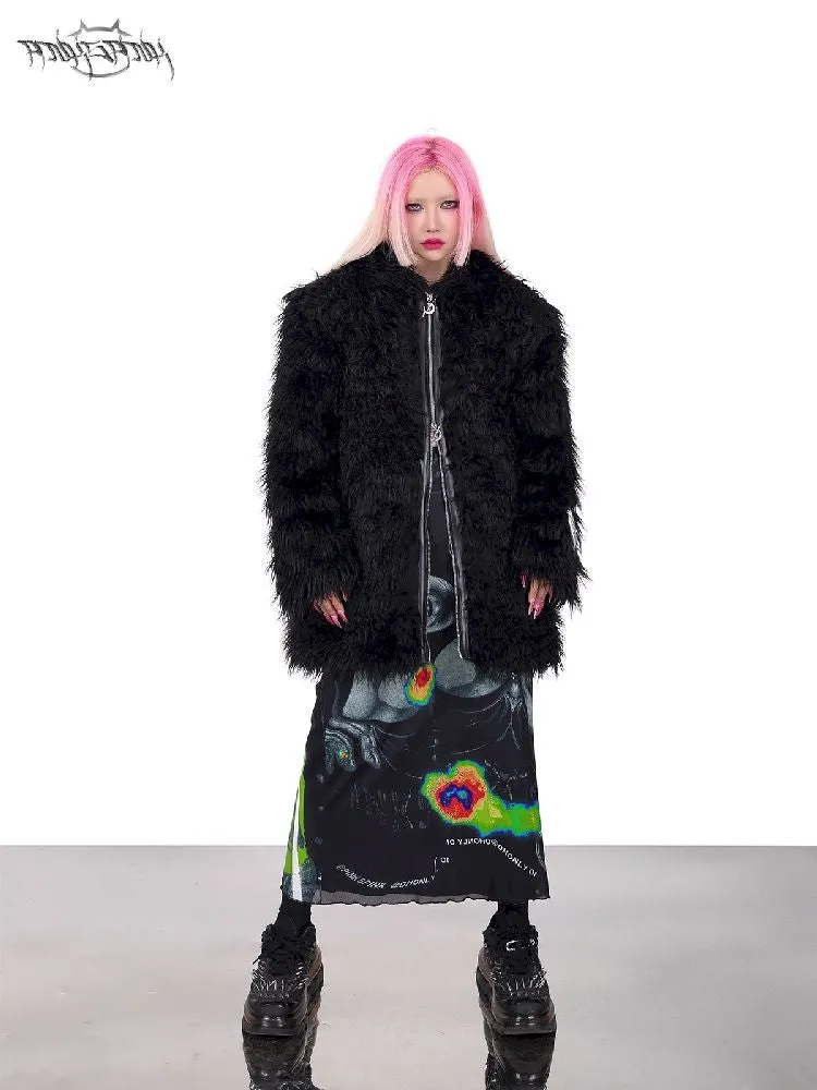 Cat Ear Demon Hooded Punk Fur Coat【s0000005702】