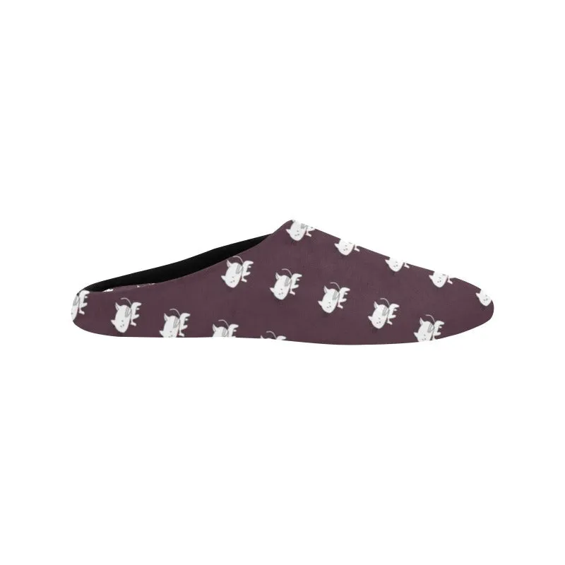 Cat Pattern Slippers For Women Non-Slip Cotton Brown