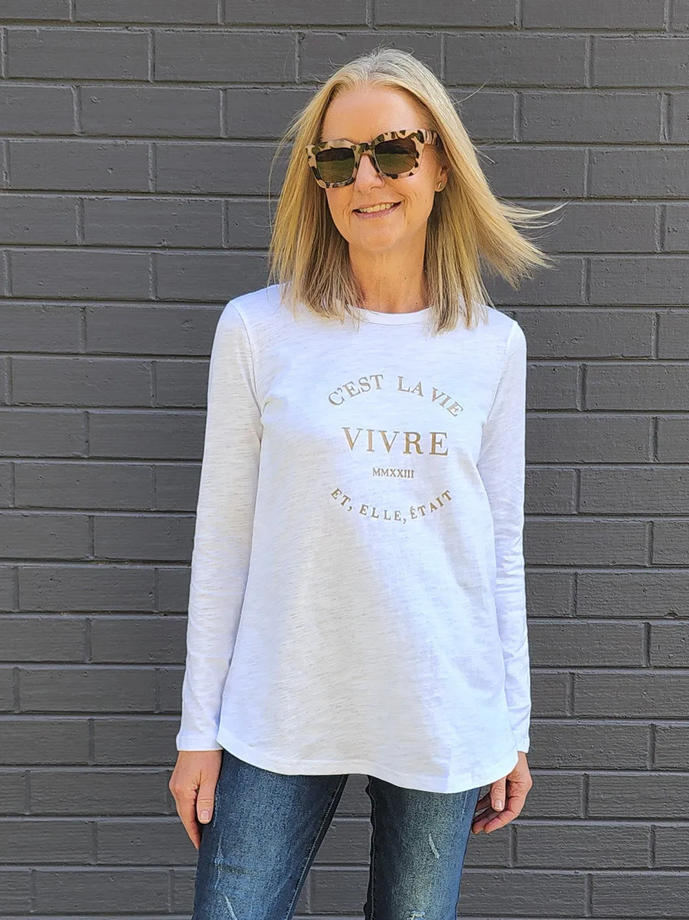 C'est La Vie T-Shirt - White/Rose