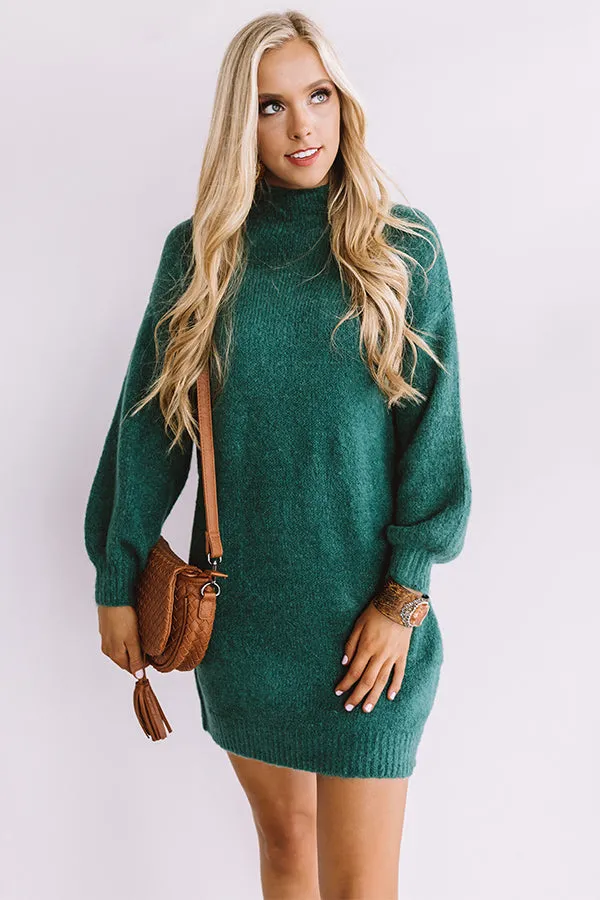 Cheers For Cozy Sweater Dress In Hunter Green