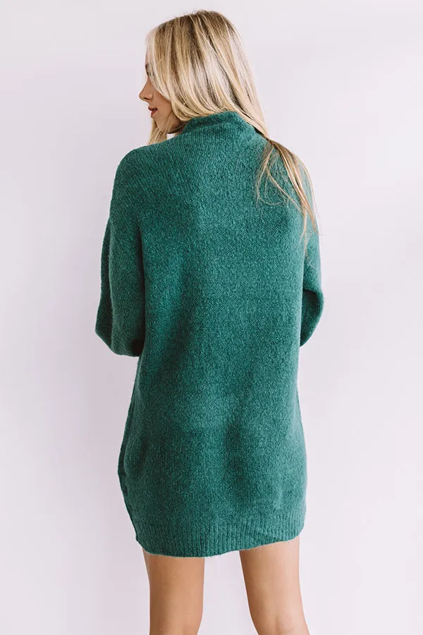 Cheers For Cozy Sweater Dress In Hunter Green