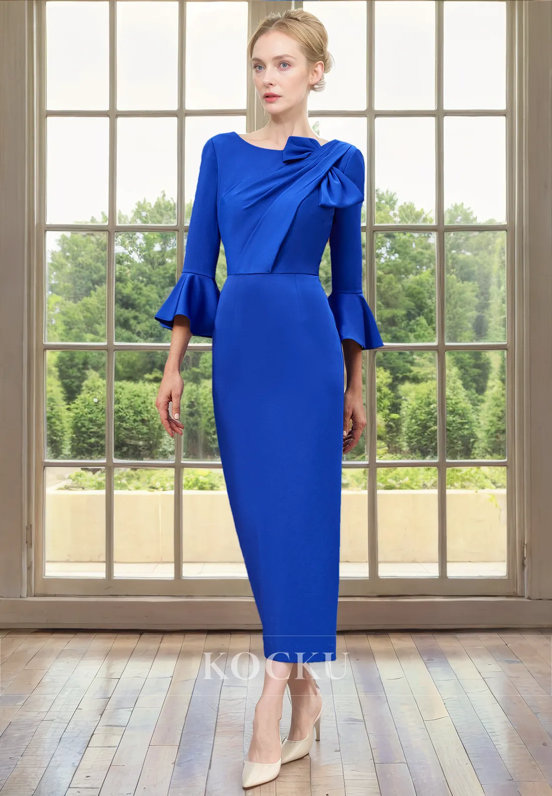 Chic & Modern Long sleeves Sheath Cocktail Mother of the Bride Dress With Flower