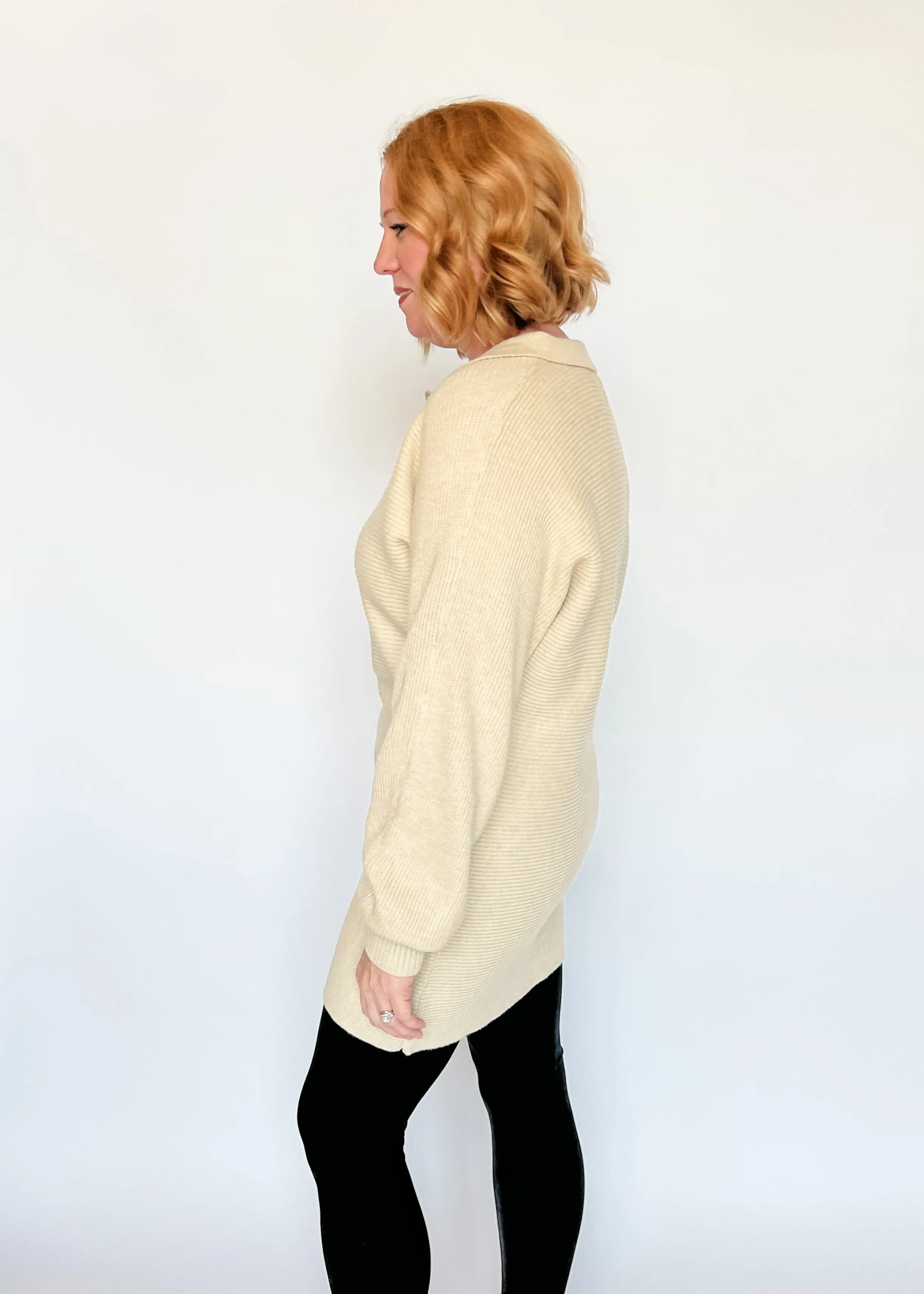 Choose You Textured Sweater Dress - Cream