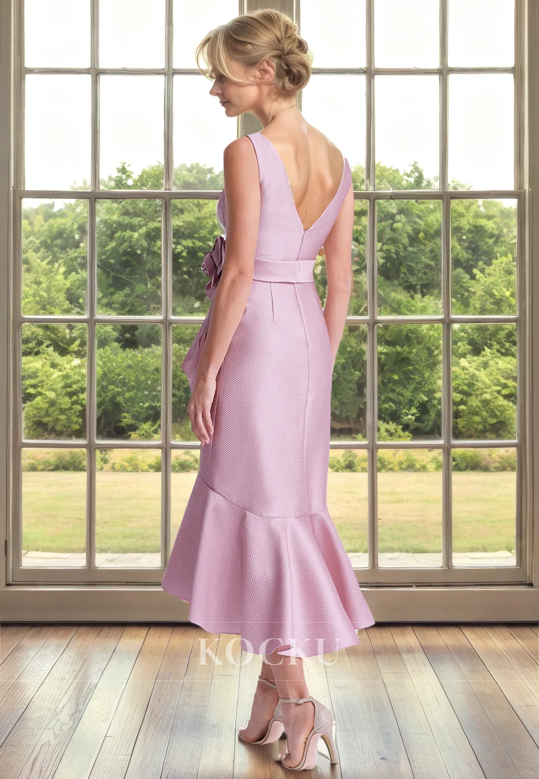 Classic & Timeless A-Line Flower Belt Cocktail Mother of the Bride Dress