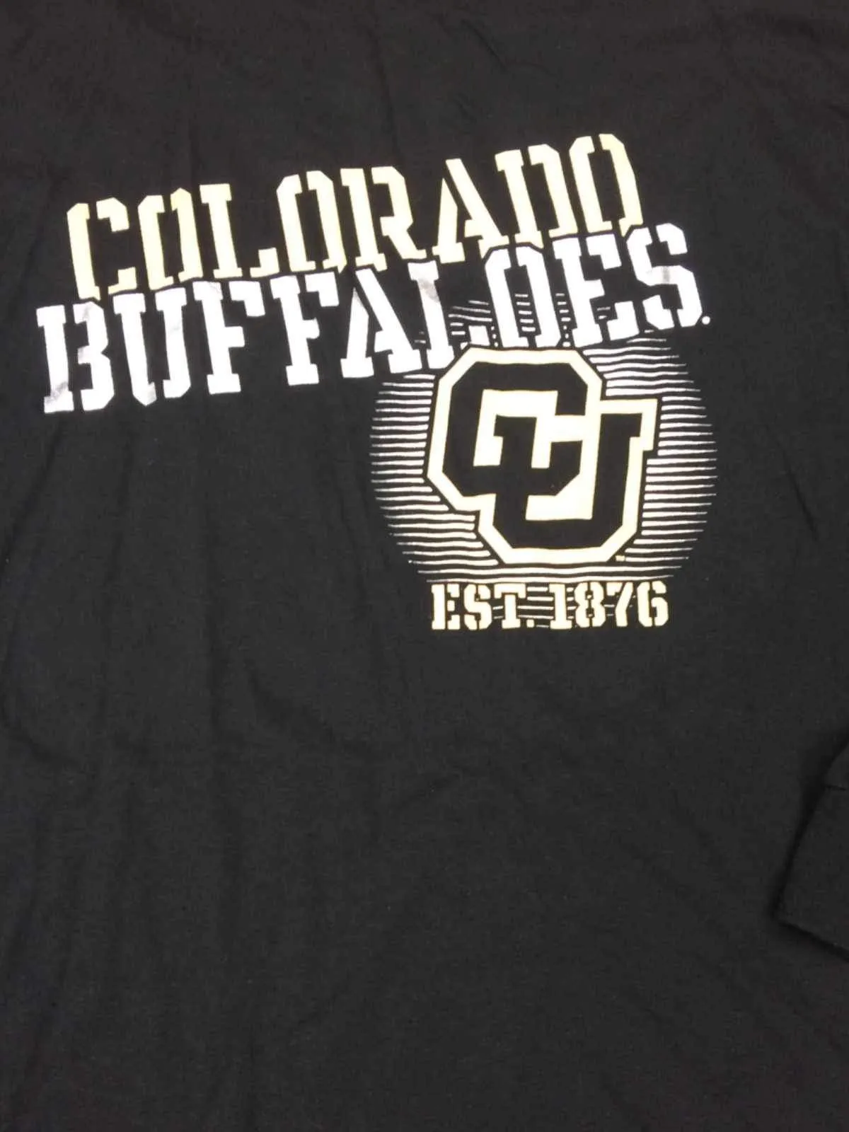 Colorado Buffaloes Champion Black Metallic Logo LS Crew Neck T-Shirt (L)