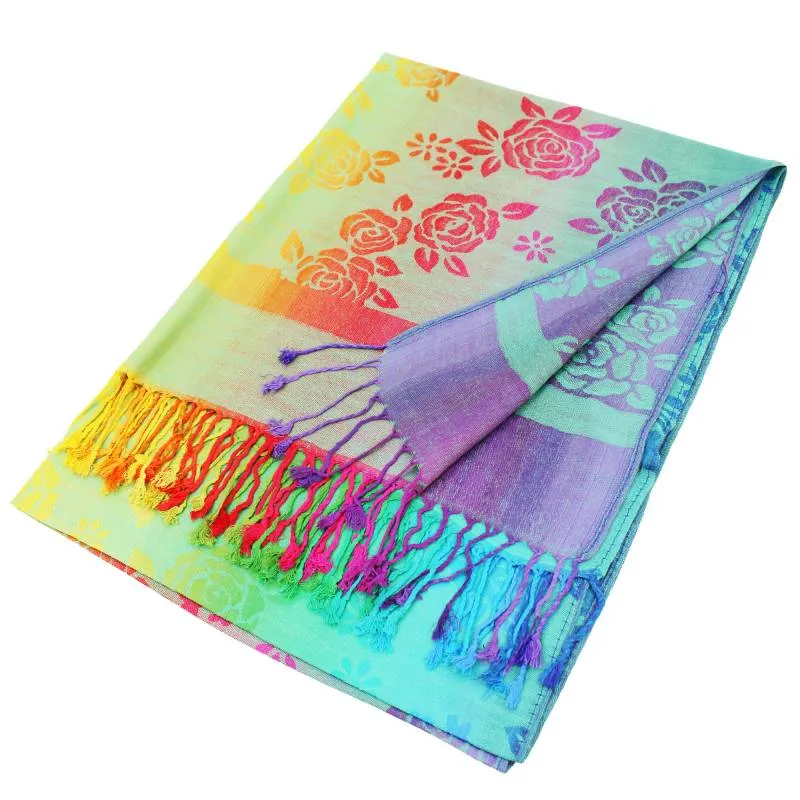 Colorful Rose Pashmina Shawls 066