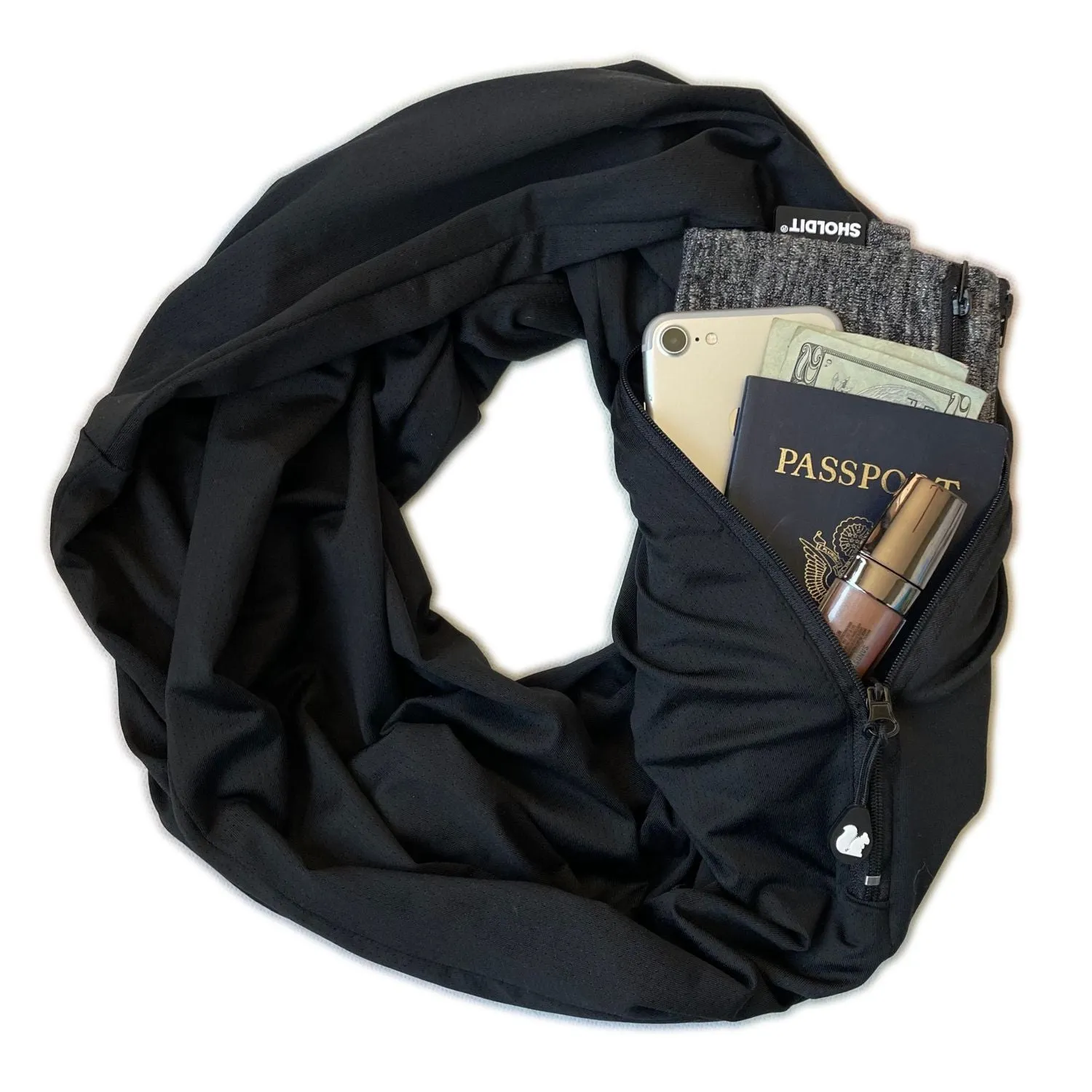 Convertible Infinity Scarf with Pocket™ | Ice Silk Black