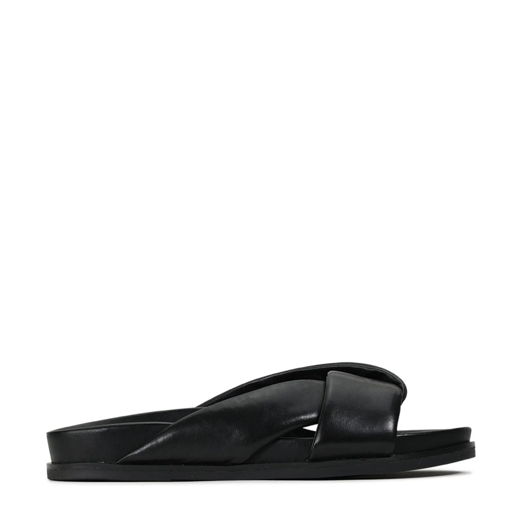 CROSS LEATHER SLIDE SANDALS