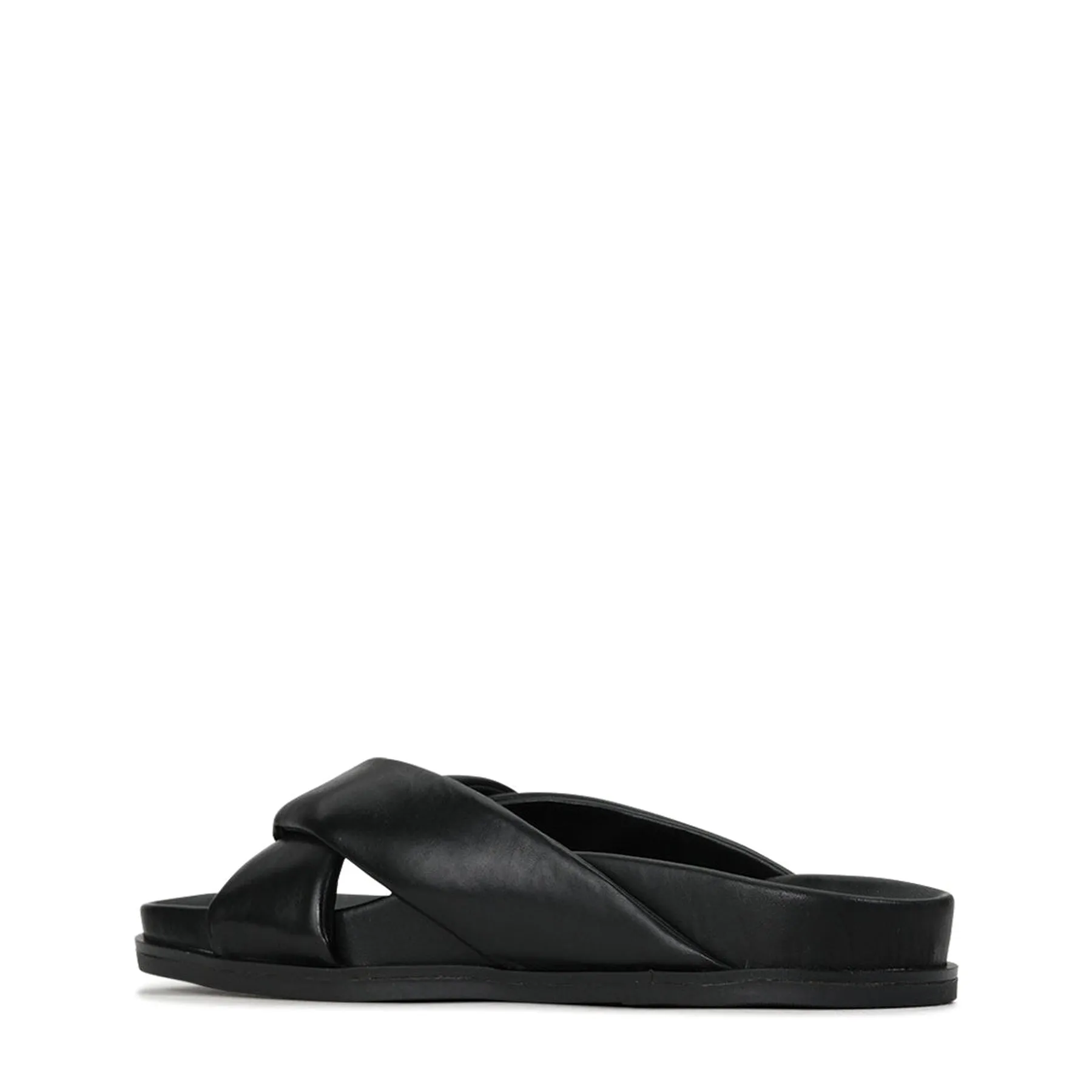 CROSS LEATHER SLIDE SANDALS