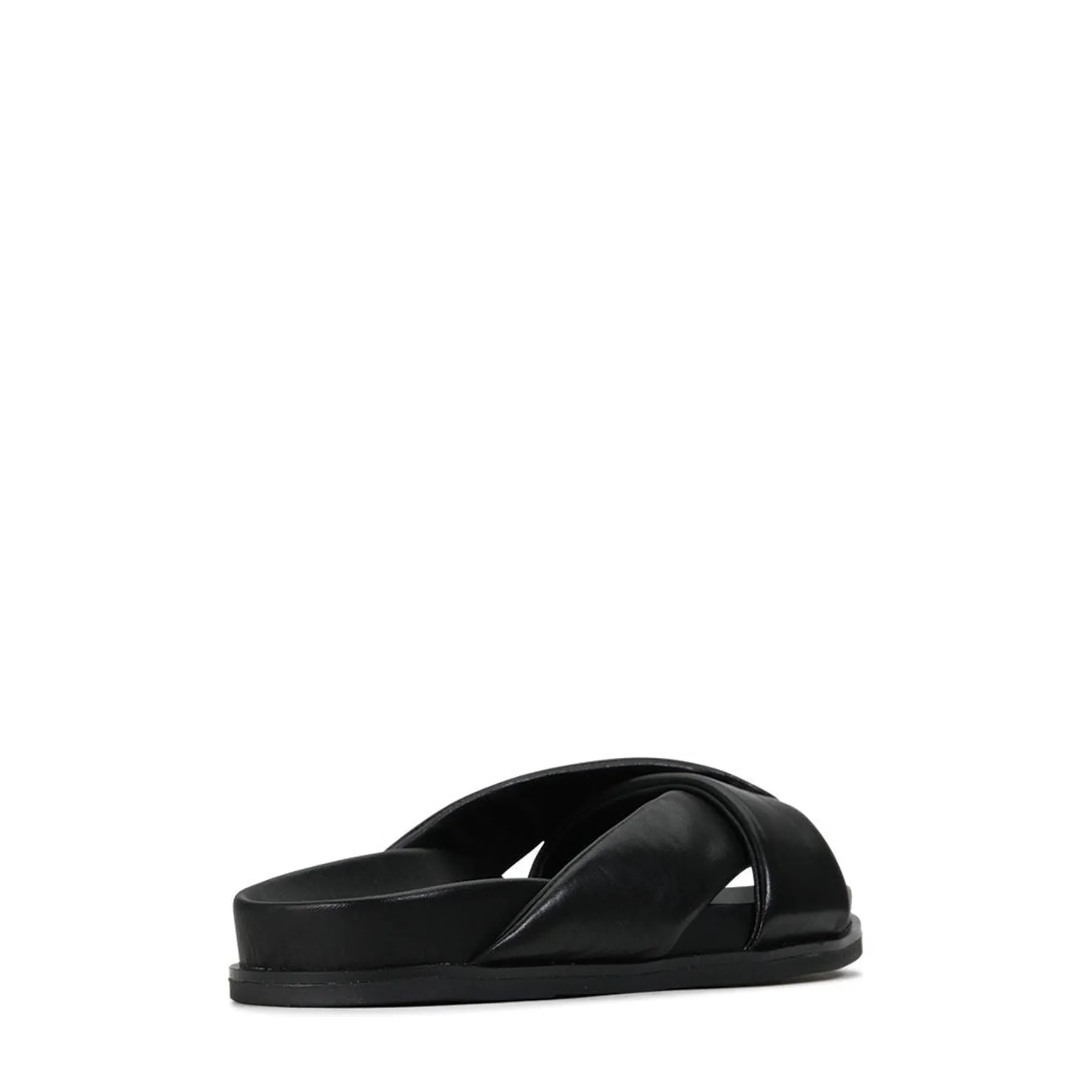 CROSS LEATHER SLIDE SANDALS