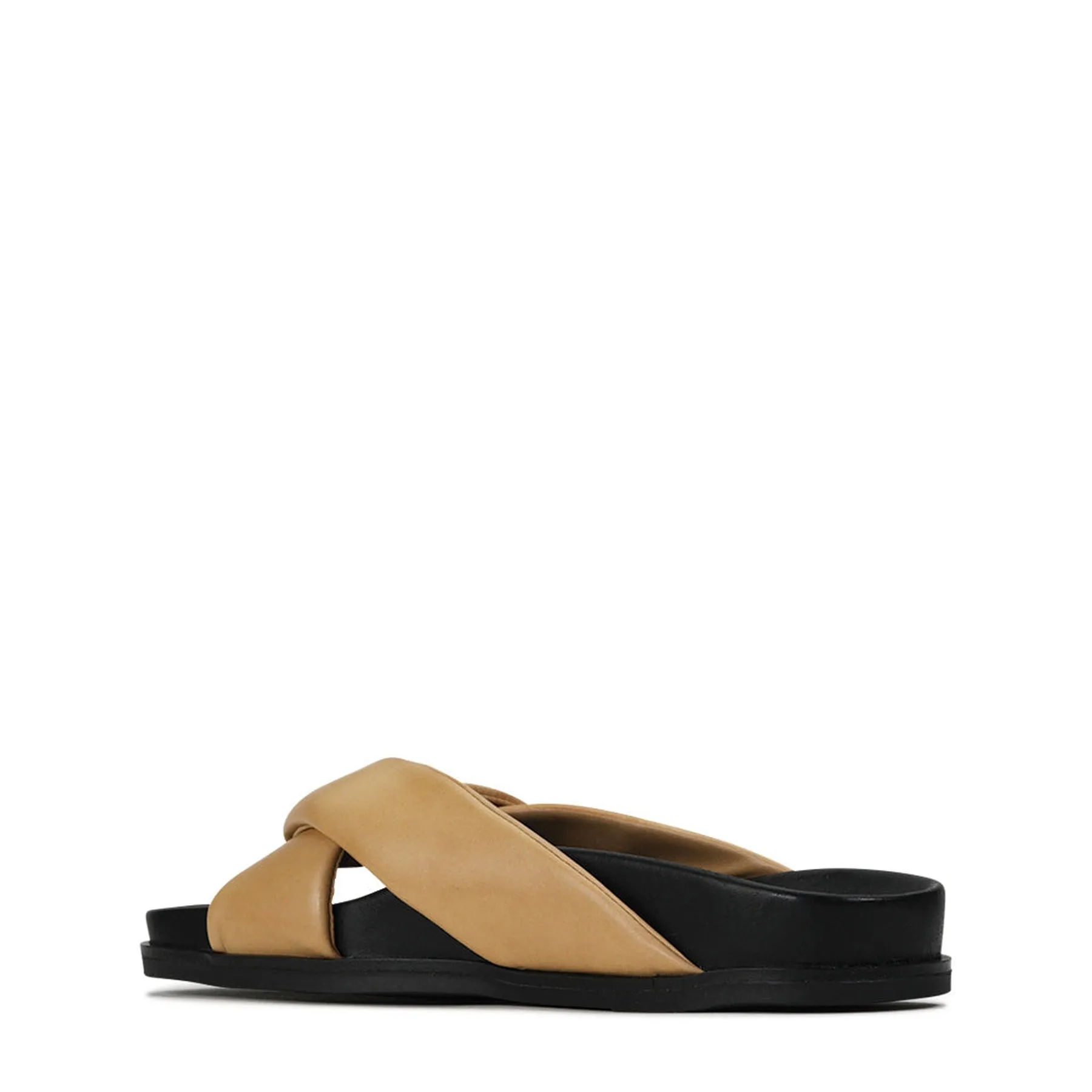 CROSS LEATHER SLIDE SANDALS