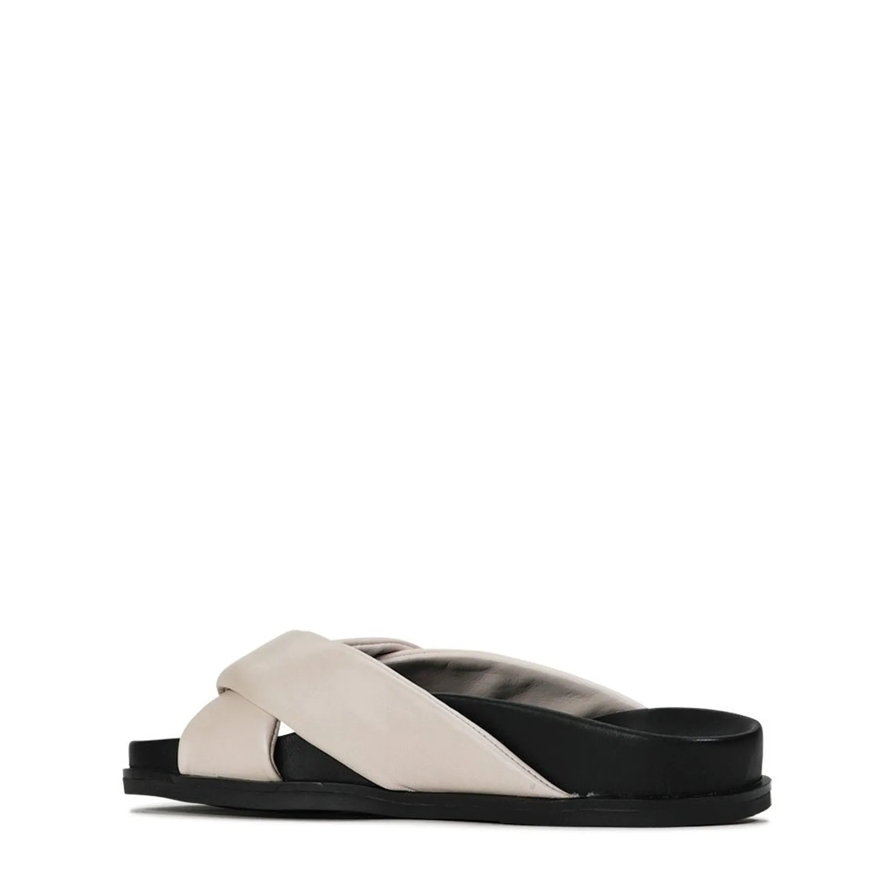 CROSS LEATHER SLIDE SANDALS